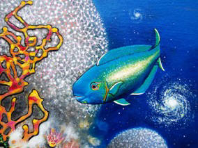 Detail from painting "Areiti -The Little Wave" by Lee James Pantas