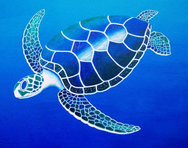 Detail from "The Twin Turtles of Oceania" Painting #7 in the Liza's Reef Series, by Lee James Pantas