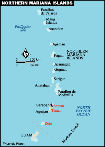 Lonely Planet Map of the NORTHERN MARIANA ISLANDS