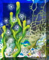 Detail from The Emerald Grouper, painting #9 in the Liza's Reef Series, by Lee James Pantas