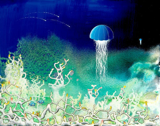 Blue Angels by Lee James Pantas, Liza's Reef, coral reef art
