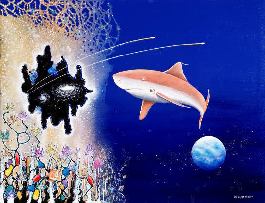 Starry Eyed Shark by Lee James Pantas,Liza's Reef, coral reef art